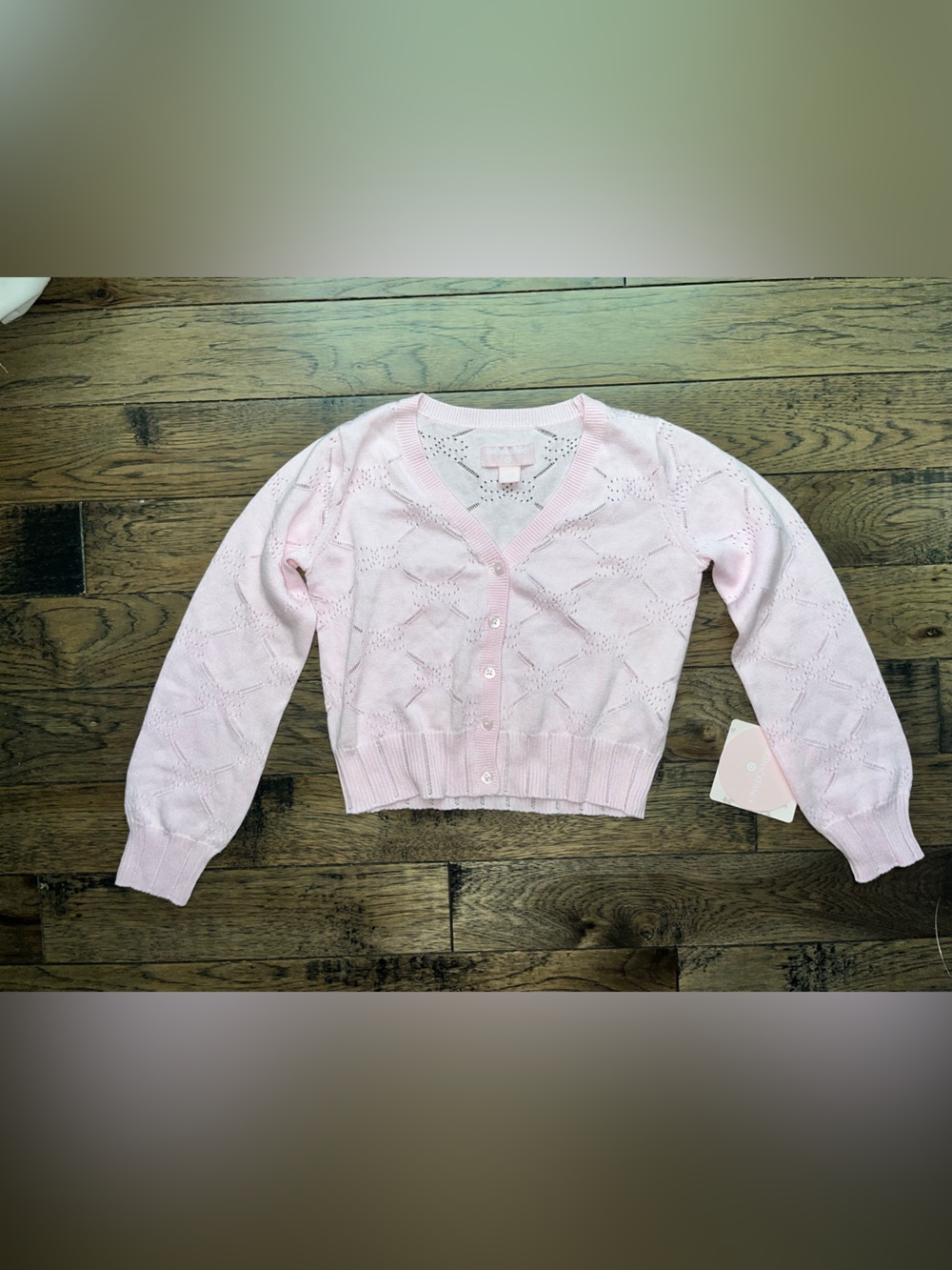 Light Pink Pointelle V-Neck Cardigan Sweater -  Women